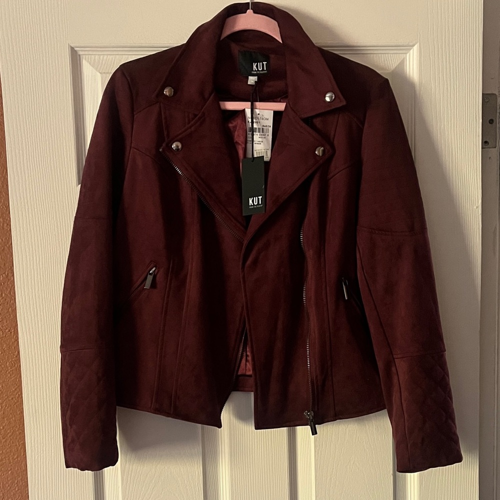 Kut from the Kloth Women's Burgundy Leather Jacket